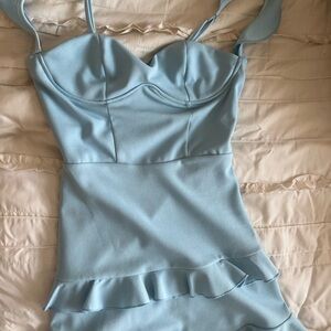 Light Blue Ruffle Mini Dress